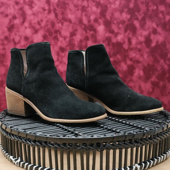 Hinge Women Summer Black Suede Western Boho Cutout Ankle Boots size 7.5 - Picture 1 of 7